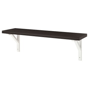 IKEA BERGSHULT / SANDSHULT wall shelf stained aspen, 31 1/2x7 7/8 in Brown / Black / White Stained Aspen, Ikea Outlet | 7651JYILE