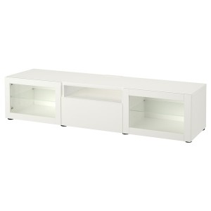 IKEA BESTÅ TV bench, 70 7/8x16 1/2x15 3/8 in White / Lappviken White Clear Glass, Ikea Outlet | 2541JATBH