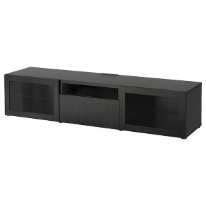IKEA BESTÅ TV bench, 70 7/8x16 1/2x15 3/8 in Black / Brown / Lappviken Black / Brown Clear Glass, Ikea Outlet | 3120XNHVL