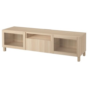 IKEA BESTÅ TV bench, 70 7/8x16 1/2x18 7/8 in White Stained Oak Effect / Lappviken / Stubbarp Wht Stained Oak, Ikea Outlet | 4785IYXSF