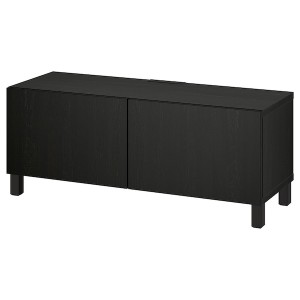 IKEA BESTÅ TV bench with doors, 47 1/4x16 1/2x18 7/8 in Black / Brown / Lappviken / Stubbarp Black / Brown, Ikea Outlet | 7148KANYM