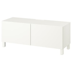 IKEA BESTÅ TV bench with doors, 47 1/4x16 1/2x18 7/8 in White / Lappviken / Stubbarp White, Ikea Outlet | 0729RECJF