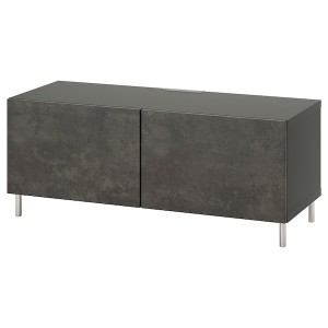 IKEA BESTÅ TV bench with doors, 47 1/4x16 1/2x18 7/8 in Dark Gray / Kallviken / Ösarp Dark Gray, Ikea Outlet | 0397LYPRO