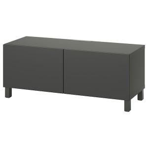 IKEA BESTÅ TV bench with doors, 47 1/4x16 1/2x18 7/8 in Dark Gray / Lappviken / Stubbarp Dark Gray, Ikea Outlet | 6029RTOSA