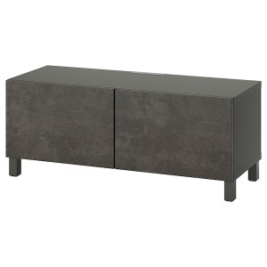 IKEA BESTÅ TV bench with doors, 47 1/4x16 1/2x18 7/8 in Dark Gray / Kallviken / Stubbarp Dark Gray, Ikea Outlet | 7861EJMSV