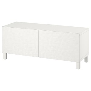 IKEA BESTÅ TV bench with doors, 47 1/4x16 1/2x18 7/8 in White Laxviken / Stubbarp / White, Ikea Outlet | 1265ZEPIS