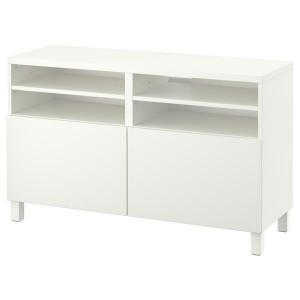 IKEA BESTÅ TV bench with doors, 47 1/4x16 1/2x29 1/8 in White / Lappviken / Stubbarp White, Ikea Outlet | 6538SCUHG