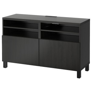IKEA BESTÅ TV bench with doors, 47 1/4x16 1/2x29 1/8 in Black / Brown / Lappviken / Stubbarp Black / Brown, Ikea Outlet | 5218RGJNH