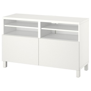 IKEA BESTÅ TV bench with doors, 47 1/4x16 1/2x29 1/8 in White / Laxviken / Stubbarp White, Ikea Outlet | 7983GZDUB