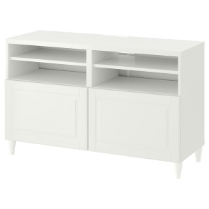IKEA BESTÅ TV bench with doors, 47 1/4x16 1/2x29 1/8 in White / Smeviken / Kabbarp White, Ikea Outlet | 9872LDNZT