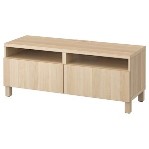 IKEA BESTÅ TV bench with drawers, 47 1/4x16 1/2x18 7/8 in White Stained Oak Effect / Lappviken / Stubbarp White Stained Oa, Ikea Outlet | 2679SKNIH