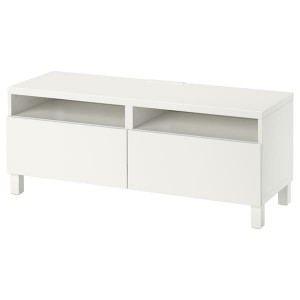 IKEA BESTÅ TV bench with drawers, 47 1/4x16 1/2x18 7/8 in White / Lappviken / Stubbarp White, Ikea Outlet | 0213GYARC