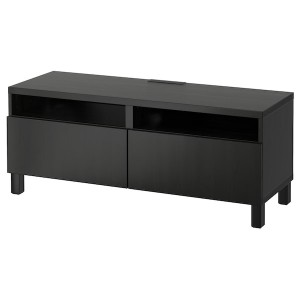 IKEA BESTÅ TV bench with drawers, 47 1/4x16 1/2x18 7/8 in Black / Brown / Lappviken / Stubbarp Black / Brown, Ikea Outlet | 7981REZAP