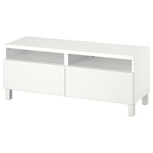 IKEA BESTÅ TV bench with drawers, 47 1/4x16 1/2x18 7/8 in White / Laxviken / Stubbarp White, Ikea Outlet | 6872KRNFA