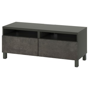 IKEA BESTÅ TV bench with drawers, 47 1/4x16 1/2x18 7/8 in Dark Gray / Kallviken / Stubbarp Dark Gray, Ikea Outlet | 6417IYETX