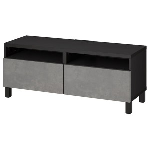 IKEA BESTÅ TV bench with drawers, 47 1/4x16 1/2x18 7/8 in Black / Brown / Kallviken / Stubbarp Dark Gray, Ikea Outlet | 7416IFWYB