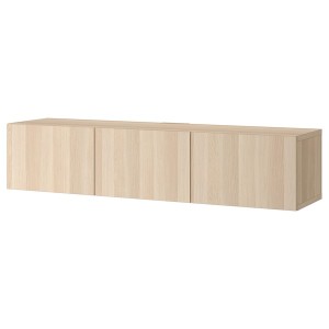IKEA BESTÅ TV unit with doors, 70 7/8x16 1/2x15 in White Stained Oak Effect / Lappviken White Stained Oak Effect, Ikea Outlet | 8467YJWVT