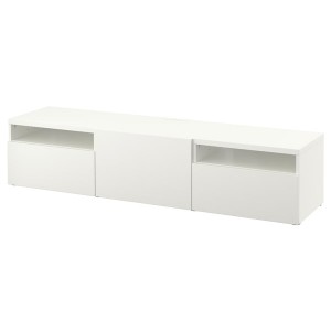 IKEA BESTÅ TV unit with drawers and door, 70 7/8x16 1/2x15 3/8 in White / Lappviken White, Ikea Outlet | 3806SPJQD