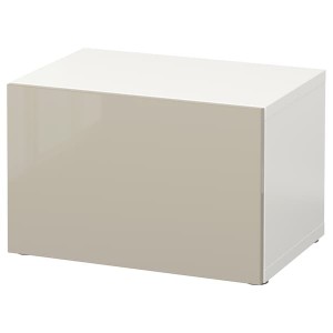 IKEA BESTÅ shelf unit with door, 23 5/8x16 1/2x15 in White / Selsviken High / Gloss / Beige, Ikea Outlet | 4825VAUYI