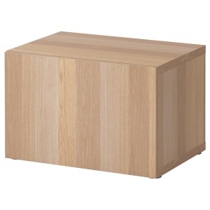 IKEA BESTÅ shelf unit with door, 23 5/8x16 1/2x15 in White Stained Oak Effect / Lappviken White Stained Oak Effect, Ikea Outlet | 1420KVTDA