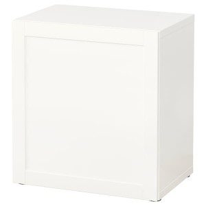 IKEA BESTÅ shelf unit with door, 23 5/8x16 1/2x25 1/4 in White / Hanviken White, Ikea Outlet | 4510RFUCE
