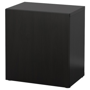 IKEA BESTÅ shelf unit with door, 23 5/8x16 1/2x25 1/4 in Black / Brown / Lappviken Black / Brown, Ikea Outlet | 8530BGSVU