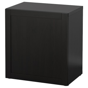 IKEA BESTÅ shelf unit with door, 23 5/8x16 1/2x25 1/4 in Black / Brown / Hanviken Black / Brown, Ikea Outlet | 3478PYVWQ