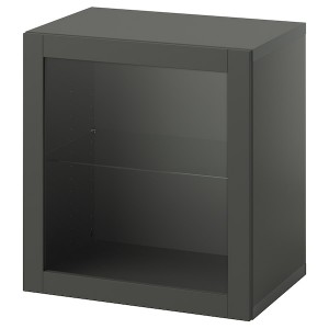IKEA BESTÅ shelf unit with door, 23 5/8x16 1/2x25 1/4 in Dark Gray / Sindvik Dark Gray, Ikea Outlet | 5683NTWXI