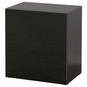 IKEA BESTÅ shelf unit with door, 23 5/8x16 1/2x25 1/4 in Black / Brown / Laxviken Black, Ikea Outlet | 9821WKAHM