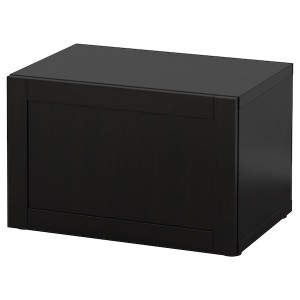 IKEA BESTÅ shelf unit with door, 23 5/8x16 1/2x15 in Black / Brown / Hanviken Black / Brown, Ikea Outlet | 2467JUINY