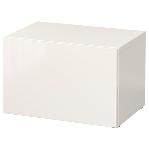 IKEA BESTÅ shelf unit with door, 23 5/8x16 1/2x15 in White / Selsviken High / Gloss / White, Ikea Outlet | 0239DGTSN