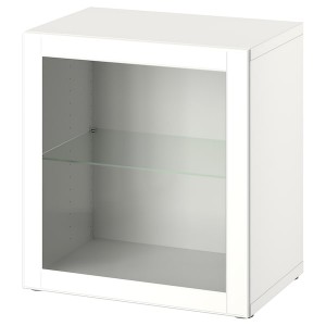 IKEA BESTÅ shelf unit with door, 23 5/8x16 1/2x25 1/4 in White / Ostvik White, Ikea Outlet | 2708UGIYJ