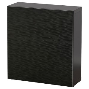 IKEA BESTÅ shelf unit with door, 23 5/8x8 5/8x25 1/4 in Black / Brown / Laxviken Black, Ikea Outlet | 2674NIRVW