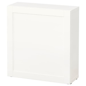 IKEA BESTÅ shelf unit with door, 23 5/8x8 5/8x25 1/4 in White / Hanviken White, Ikea Outlet | 5801OCMPX