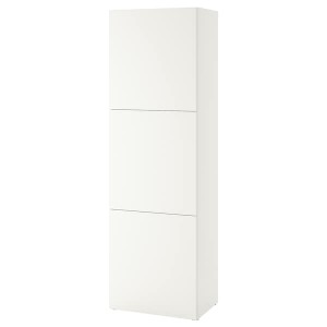 IKEA BESTÅ shelf unit with doors, 23 5/8x16 1/2x76 in White Lappviken / White, Ikea Outlet | 2631YDMVL