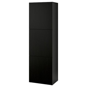 IKEA BESTÅ shelf unit with doors, 23 5/8x16 1/2x76 in Black / Brown / Lappviken Black / Brown, Ikea Outlet | 7514YJFMT