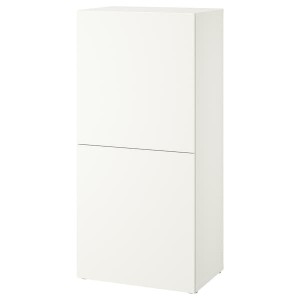 IKEA BESTÅ shelf unit with doors, 23 5/8x16 1/2x50 3/4 in White Lappviken / White, Ikea Outlet | 7461DRVXI