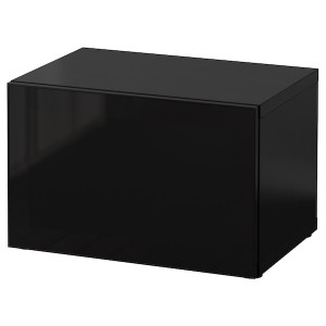 IKEA BESTÅ shelf unit with glass door, 23 5/8x16 1/2x15 in Black / Brown / Glassvik Black / Smoked Glass, Ikea Outlet | 7641DUKCN