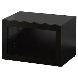 IKEA BESTÅ shelf unit with glass door, 23 5/8x16 1/2x15 in Black / Brown / Sindvik Black / Brown Clear Glass, Ikea Outlet | 9564ICDAN