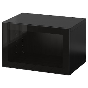 IKEA BESTÅ shelf unit with glass door, 23 5/8x16 1/2x15 in Black / Brown / Glassvik Black / Clear Glass, Ikea Outlet | 7106NZDYF