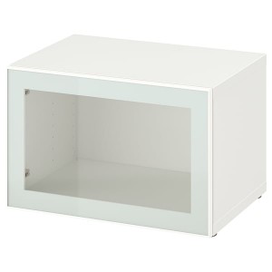 IKEA BESTÅ shelf unit with glass door, 23 5/8x16 1/2x15 in White Glassvik / White / Light Green Clear Glass, Ikea Outlet | 1647BVHNW