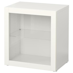 IKEA BESTÅ shelf unit with glass door, 23 5/8x16 1/2x25 1/4 in White / Sindvik White Clear Glass, Ikea Outlet | 2410VFRGC