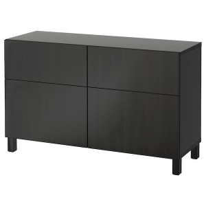 IKEA BESTÅ storage combination w doors/drawers, black-brown/Lappviken/Stubbarp black-brown, 47 1/4x16 1/2x29 1/8 in, Ikea Outlet | 9472YSPRG