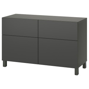 IKEA BESTÅ storage combination w doors/drawers, 47 1/4x16 1/2x29 1/8 in Dark Gray / Lappviken / Stubbarp Dark Gray, Ikea Outlet | 1629KIZSV