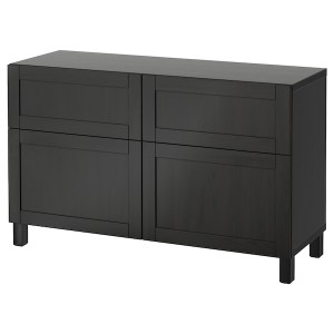 IKEA BESTÅ storage combination w doors/drawers, black-brown/Hanviken/Stubbarp black-brown, 47 1/4x16 1/2x29 1/8 in, Ikea Outlet | 5723KVEBX
