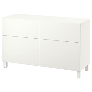 IKEA BESTÅ storage combination w doors/drawers, white/Lappviken/Stubbarp white, 47 1/4x16 1/2x29 1/8 in, Ikea Outlet | 2701BAWUY
