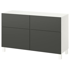 IKEA BESTÅ storage combination w doors/drawers, white/Lappviken/Stubbarp dark gray, 47 1/4x16 1/2x29 1/8 in, Ikea Outlet | 2641ICRYW