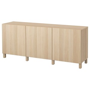 IKEA BESTÅ storage combination with doors, 70 7/8x16 1/2x29 1/8 in White Stained Oak Effect / Lappviken / Stubbarp White Stained Oa, Ikea Outlet | 7245DBXKY