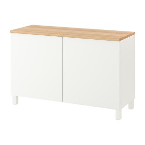 IKEA BESTÅ storage combination with doors, 47 1/4x16 1/2x29 7/8 in White / Lappviken / Stubbarp White, Ikea Outlet | 0972TNSCX