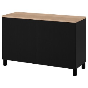 IKEA BESTÅ storage combination with doors, 47 1/4x16 1/2x29 7/8 in Black / Brown / Lappviken / Stubbarp Black / Brown, Ikea Outlet | 3246CGQYN